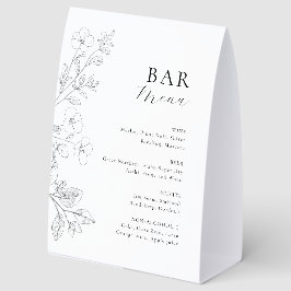 Minimalist Floral Bar Drink Menu Sign Tischaufsteller