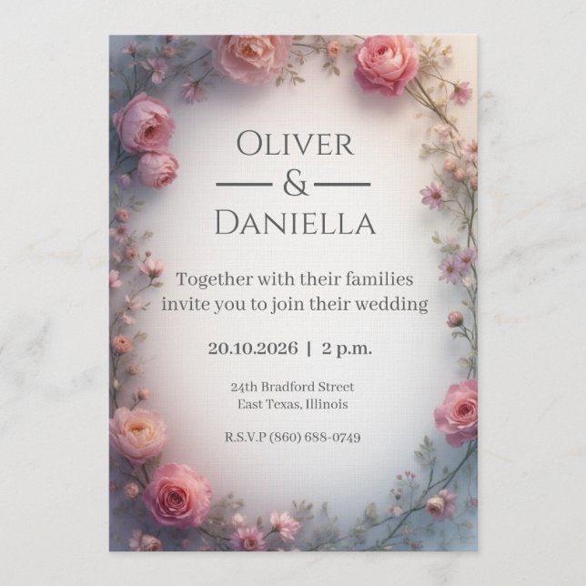 Minimalist Floral Christian Wedding Invitation Einladung (Vorderseite)