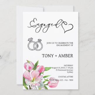 Minimalist Floral Engagement Invitation Einladung