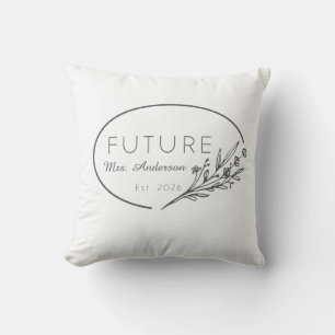 Minimalist Floral Future Frau Gegr. 2026 Benutzerd Kissen
