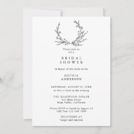 Minimalist Floral Line Art Bridal Shower Einladung