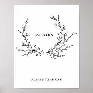 Minimalist Floral Line Art Favors Sign Poster