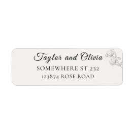 Minimalist Floral Line Art Wedding Address Label