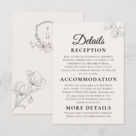 Minimalist Floral Line Art Wedding Enclosure Card  Begleitkarte