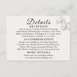 Minimalist Floral Line Art Wedding Enclosure Card  Begleitkarte