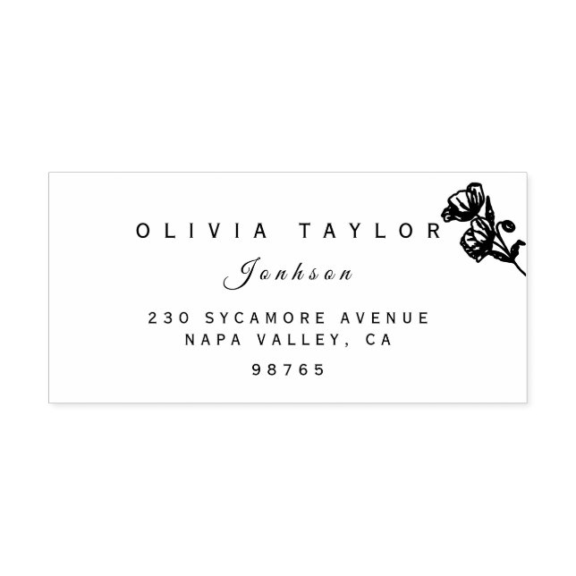 Minimalist Floral Line Art Wedding  Permastempel (Design)
