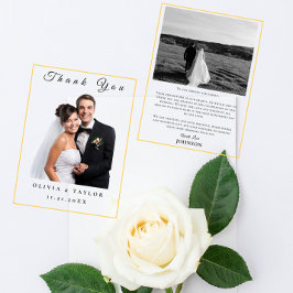 Minimalist Floral Line Art Wedding Thank You Card Dankeskarte