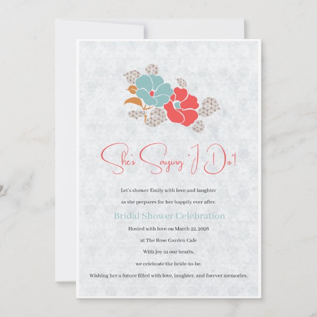 Minimalist Floral Monogram Einladung (Vorderseite)