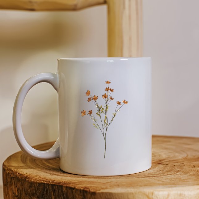 Minimalist Floral Nature Inspired Simple White  Kaffeetasse (Von Creator hochgeladen)