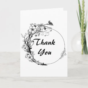Minimalist Floral Personalisierte Schwarz-Weiß-K Karte