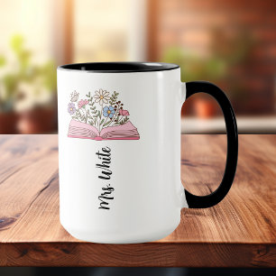 Minimalist Floral Violett / Rosa Buch Personalisie Tasse