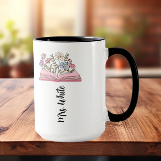 Minimalist Floral Violett / Rosa Buch Personalisie Tasse