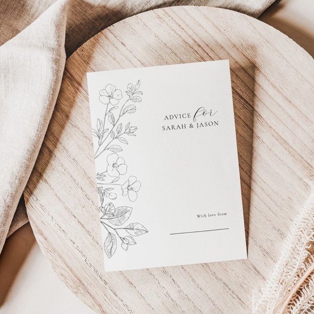 Minimalist Floral Wedding Advice Card (Von Creator hochgeladen)