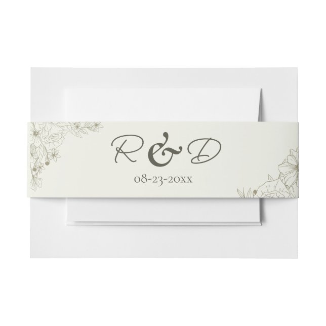 Minimalist Floral Wedding  Einladungsbanderole (Vorderseite Beispiel)