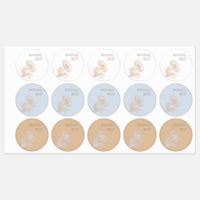 Minimalist Floral Wedding Stickers Etiketten (Blatt)