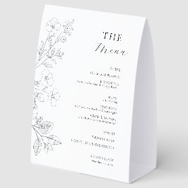Minimalist Floral Wedding Table Menu Sign Tischaufsteller