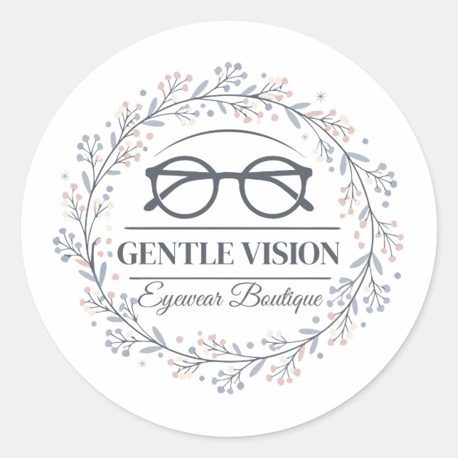 Minimalist Flowers Around Reading Glasses Design Runder Aufkleber (Vorderseite)