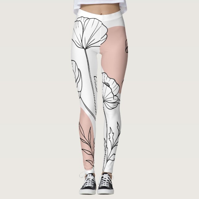 Minimalist Flowers - Line Art Flowers Leggings (Vorderseite)