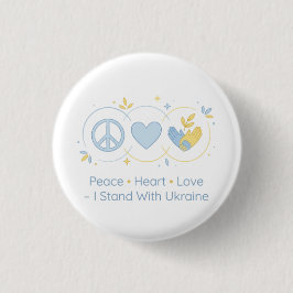 Minimalist Frieden Herz Liebe Ukraine Unterstützun Button