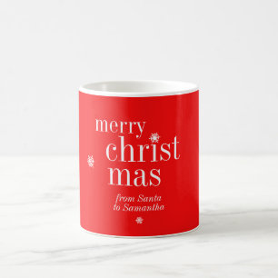 Minimalist Frohe Weihnachten Schnee von Santa Rot Kaffeetasse