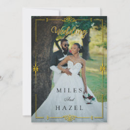 Minimalist Full Photo Wedding | Elegant Gold  Einladung