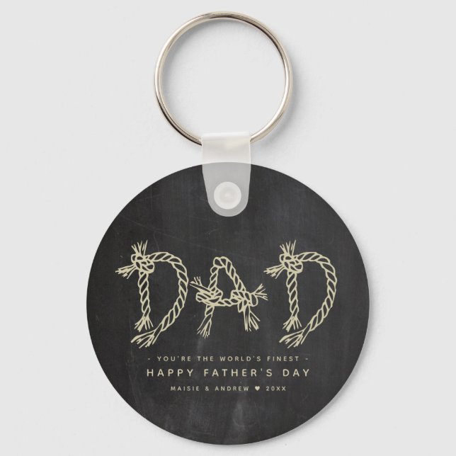 Minimalist Fun Chalkboard Dad Monogram Schlüsselanhänger (Vorderseite)