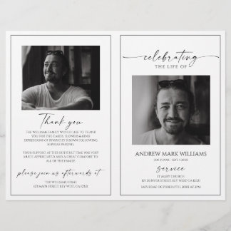 Minimalist Funeral Order of Service Folded Program