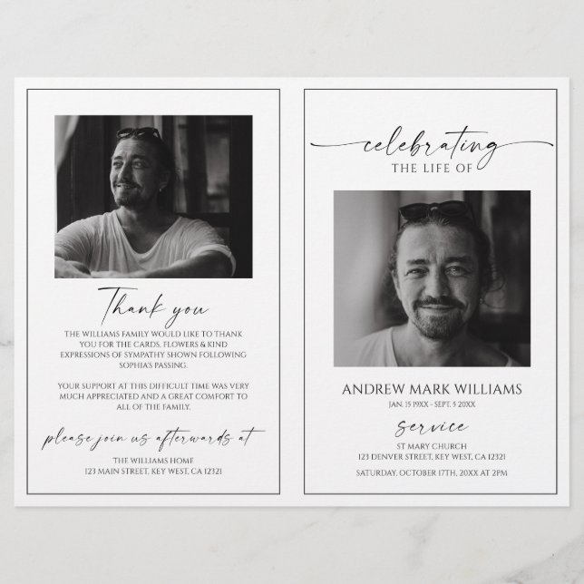 Minimalist Funeral Order of Service Folded Program (Vorderseite)