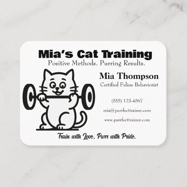 Minimalist Funny Cat Trainer Business Card  Visitenkarte (Vorderseite)