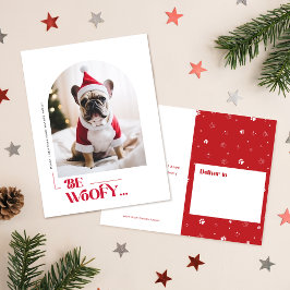 Minimalist Funny Dog Pet Arch Photo Christmas Feiertagspostkarte