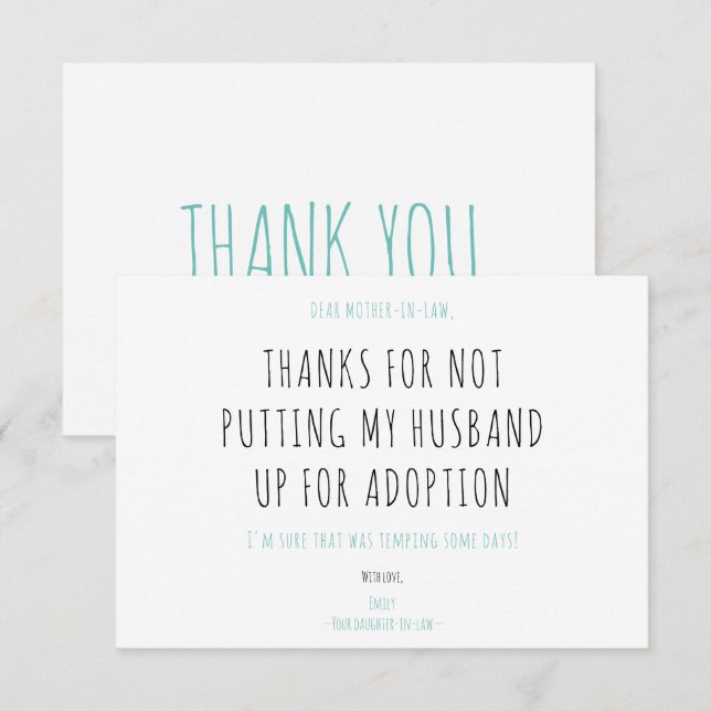 Minimalist Funny Handwriting Mother-in-law Quote (Vorne/Hinten)