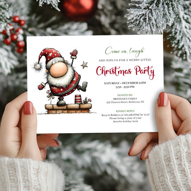 Minimalist funny Santa Christmas party invitation Einladung (Minimalist funny Santa Christmas party invite

)