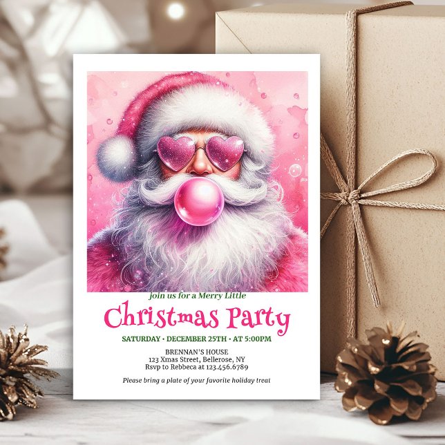 Minimalist Funny Santa Heart Glasses Christmas  Einladung (Minimalist Funny Santa Heart Glasses Christmas Invite

)