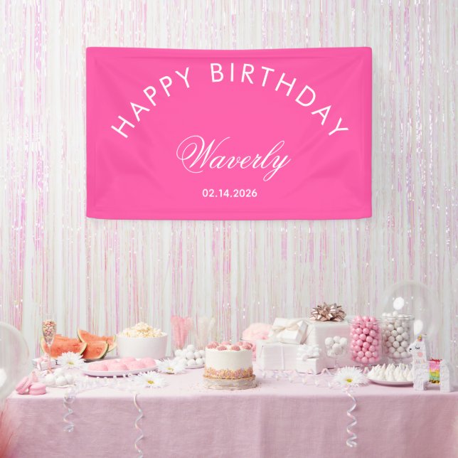Minimalist Geburtstag Hot Pink Banner (Party)
