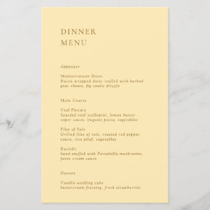 Minimalist Gelb Budget-Hochzeitsmenü Flyer