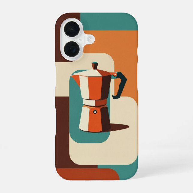 Minimalist Geometric Moka Maker iPhone 16 Hülle (Rückseite)