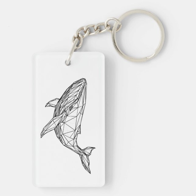 Minimalist Geometric Whale Acrylic Keychain Schlüsselanhänger (Rückseite)
