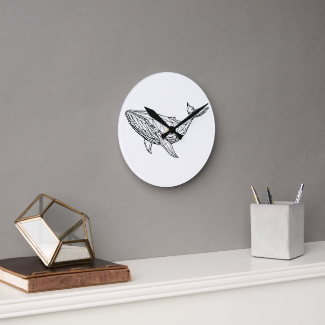 Minimalist Geometric Whale Wall Clock Runde Wanduhr (Büro)