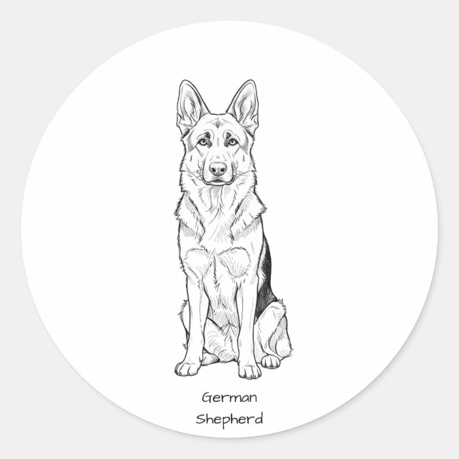 Minimalist German Shepherd Dog Line Art  Runder Aufkleber (Vorderseite)