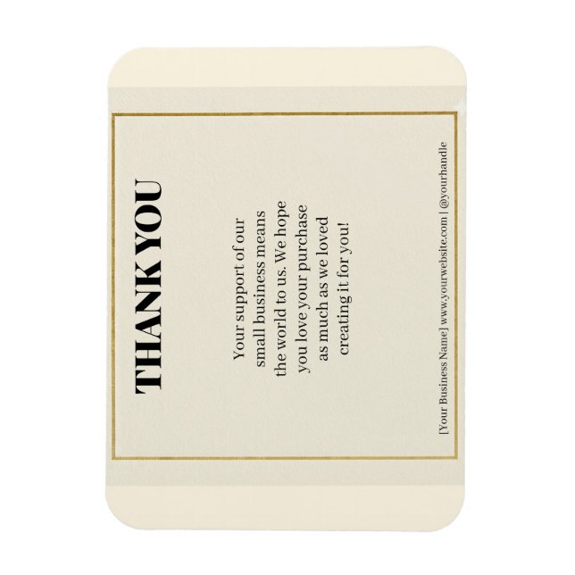 Minimalist Gold Border Luxury Business Thank You P Magnet (Vertikal)