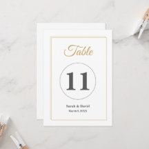 Minimalist Gold Border Wedding Table Number Card