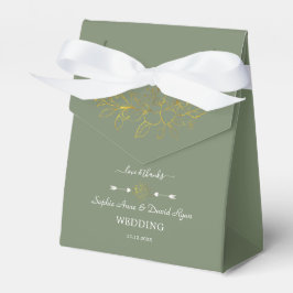 Minimalist Gold FloralSage Green Wedding Geschenkschachtel