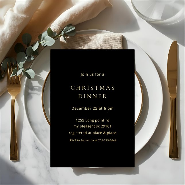Minimalist Gold Foil Christmas Dinner Folieneinladung (Von Creator hochgeladen)