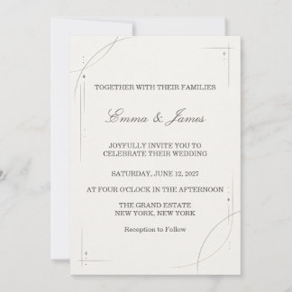 Minimalist Gold Line Wedding Invitation Einladung