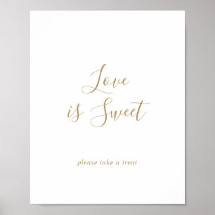 Minimalist Gold Love Is Sweet Hochzeitsschild Poster