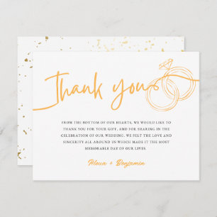 Minimalist Gold Rings Danke Script Note Card Mitteilungskarte