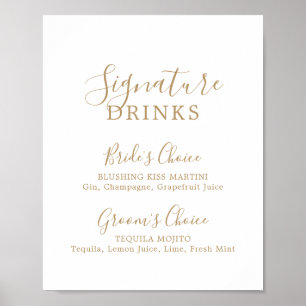 Minimalist Gold Signature Drinks Schild