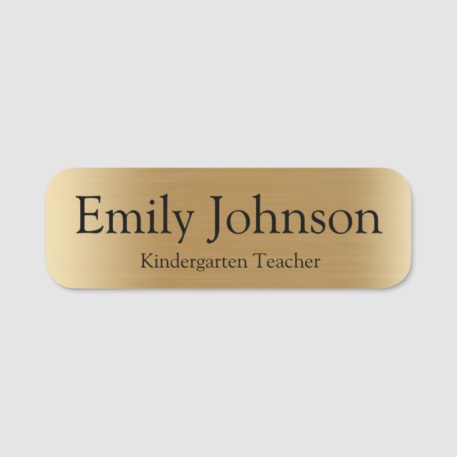 Minimalist Gold Teacher Name | Custom Kindergarten Namensschild (Vorderseite)