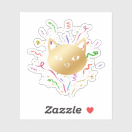 Minimalist Golden Cat Face Confetti New Year Aufkleber