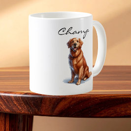 Minimalist Golden Retriever Art Mug Kaffeetasse